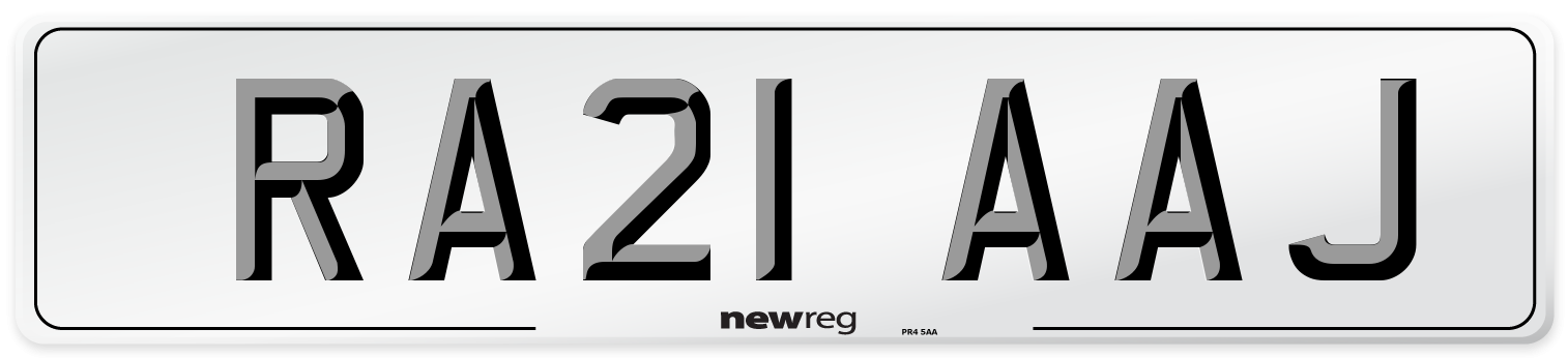 RA21 AAJ Number Plate from New Reg